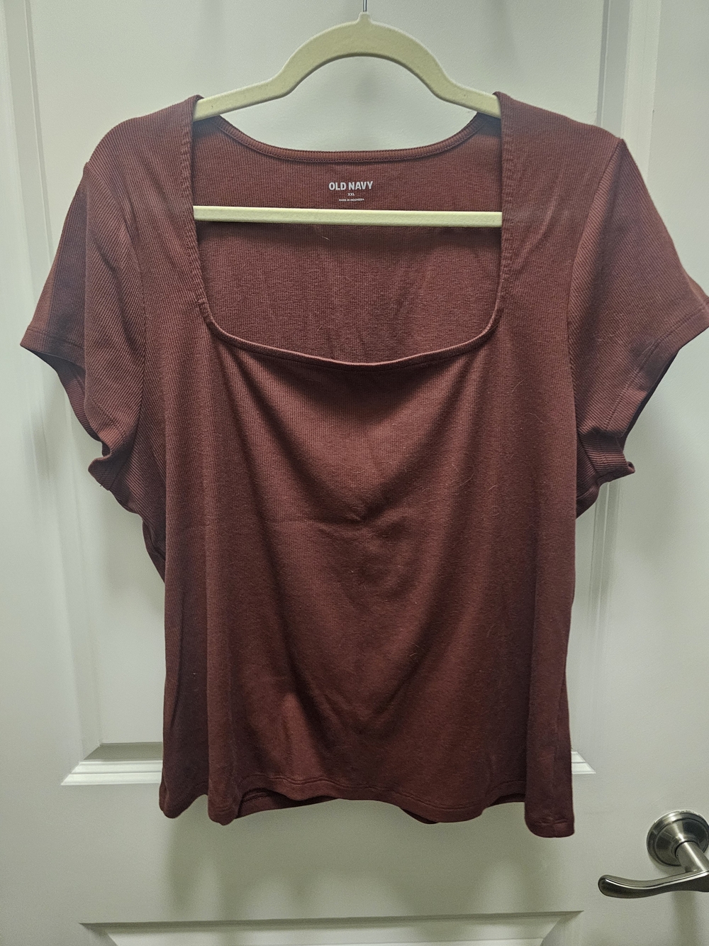 Old Navy Square Neck Short Sleeve Top - Maroon